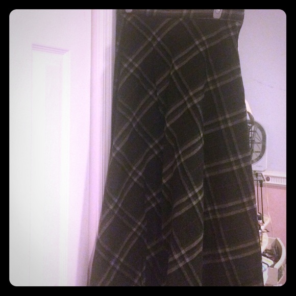 Modcloth Plaid Wool Maxi Skirt M