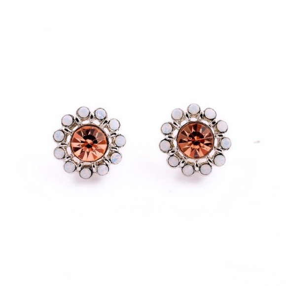 Pink Crystal & Semi-Precious Stone Stud Earrings - Picture 2 of 4