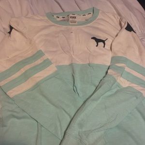 PINK Varsity Crew in Teal and White