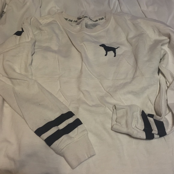 PINK Varsity Crew in White