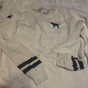 PINK Varsity Crew in White