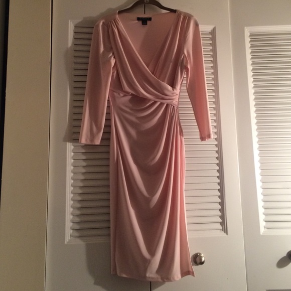 LAUREN Ralph Lauren blush faux wrap cocktail dress