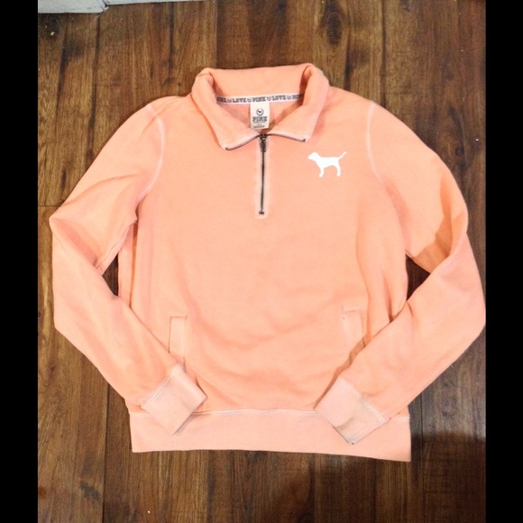 PINK Victoria's Secret Tops - SOLD🚨🚨🚨 Peach Victoria secret pink 1/2 zip up