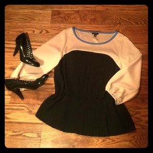 Pleated Black and Tan blouse