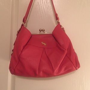 Emma Fox Leather Framed Bag Coral