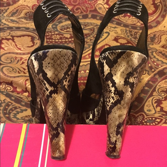 BCBGirls sling back suede snake print heels - Picture 2 of 4