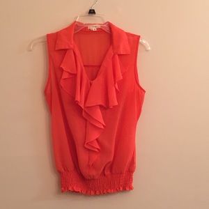 Orange Sleeveless Blouse