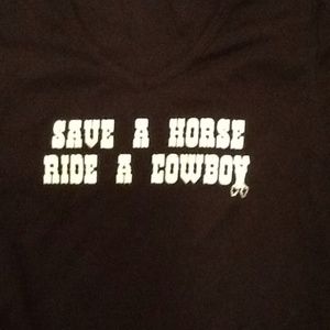 BLACK T-SHIRT SAVE A HORSE RIDE A COWBOY