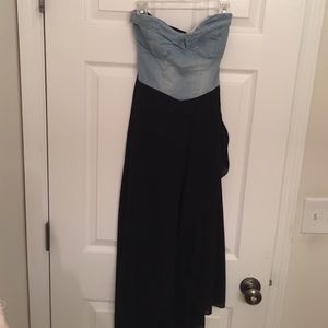 High-Low black/denim dress