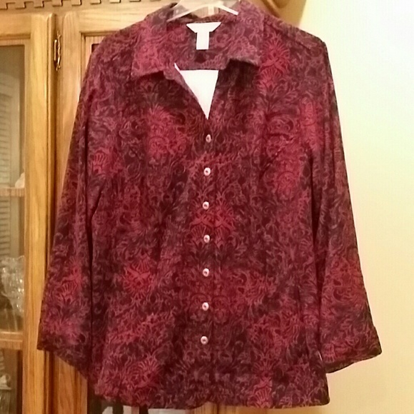 Christopher & Banks soft red & purple jacket/top