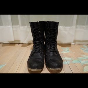 Black faux leather Steve Madden combat boots
