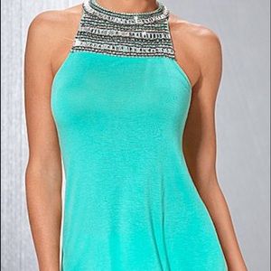 Teal Aqua sleeveless embellished top by VENUS