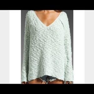 Mint Free People V neck sweater
