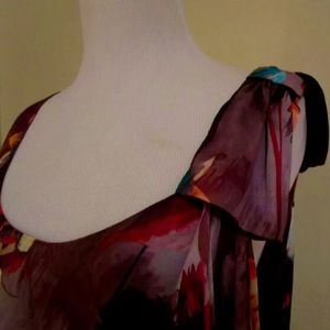 H&M Dresses - H&M Bow Floral shoulder Dress purple black 10 H&M Dresses - H&M Bow Floral shoulder Dress purple black 10