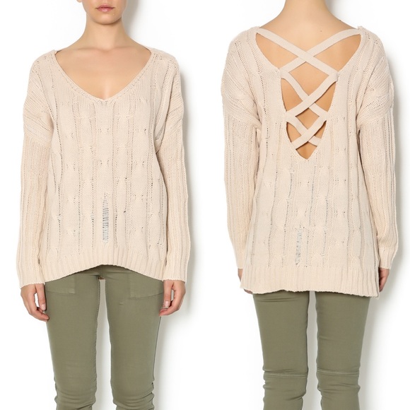 "Casanova" Cut Out Crossback Sweater Top - Picture 4 of 4