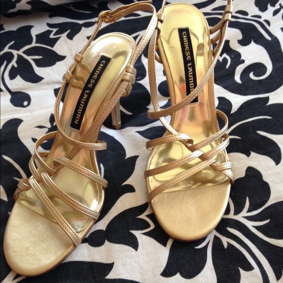 EEUC Chinese Laundry Gold Sofia Heel 7.5
