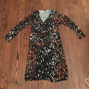 Long sleeve dress with cinched waist.