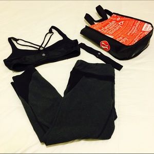 SOLD❌ lululemon gray & black crops + headband