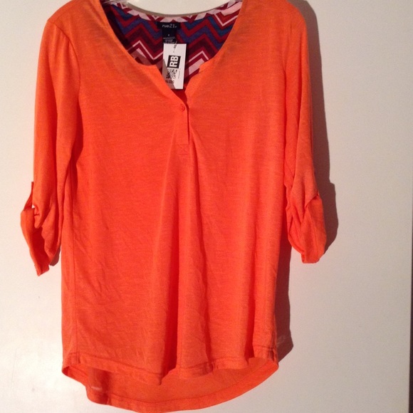 Orange Rue 21 Slightly Sheer Blouse
