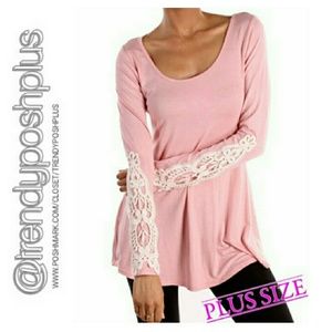 Beautiful Pink Tunic with Lace Detail on Sleeves