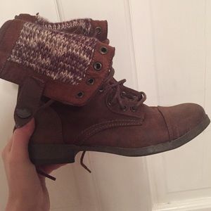 Brown combat boots
