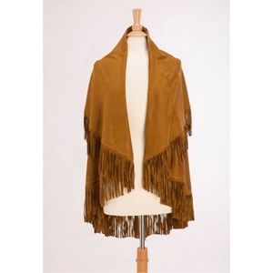Faux suede shawl vest
