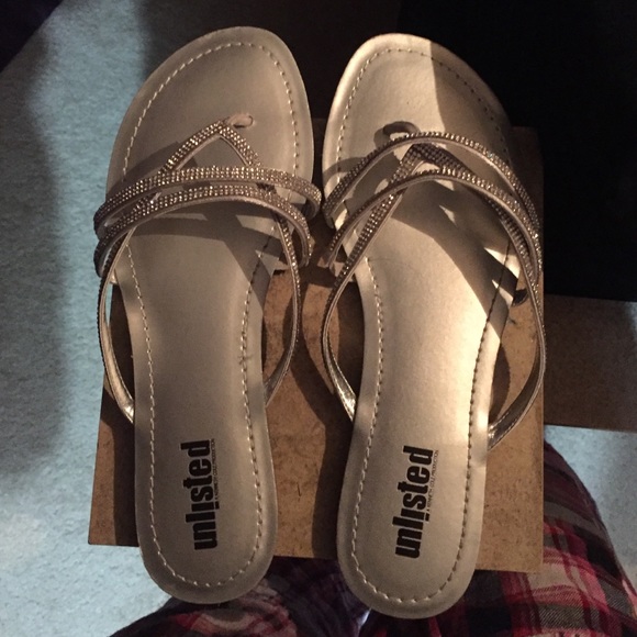 Silver sequined sandals