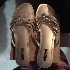 Silver sequined sandals