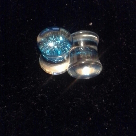 Blue glitter plugs, 0 gauge
