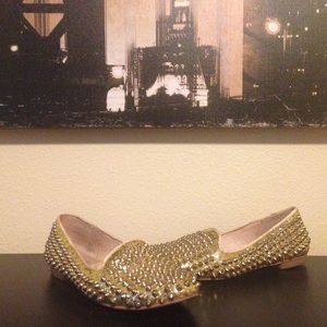 Gold Steve Madden Studded Loafers