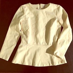 J Crew long sleeve ivory peplum top