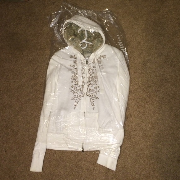 Thick white Fox zip up.