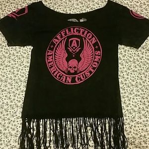 Affliction fringe shirt