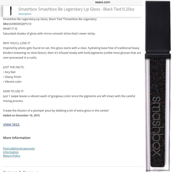 New in Box!! SmashBox "Black Tied" Lip Gloss! 💄💄 - Picture 3 of 3