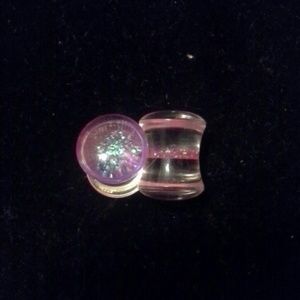 Pink glitter plugs, size 0