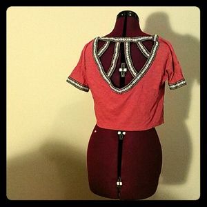 Cute pink T-shirt with cutout back