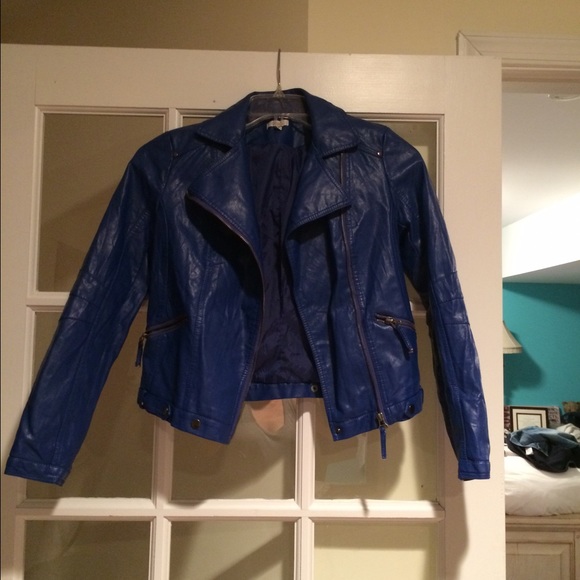 Blue leather jacket