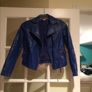 Blue leather jacket
