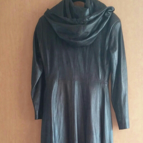 Mackage Long  Genuine LEATHER  coat with hood - Picture 3 of 5