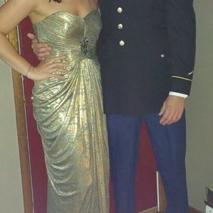 Gold Adrianna Papell formal dress