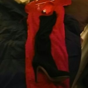 Black knee high boots