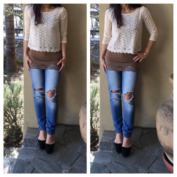 Tops - Cream lace top
