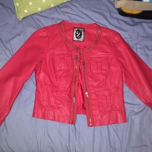 Leather jacket with zipper designs