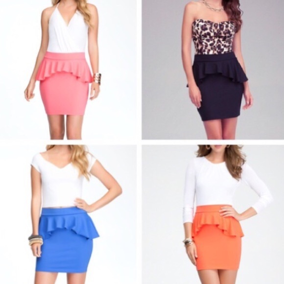 bebe Dresses & Skirts - Bebe Hot Coral Peplum Knit Skirt