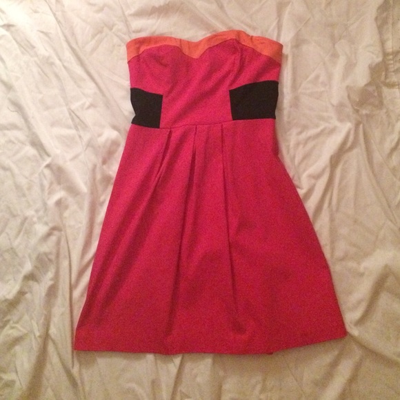 Hot pink strapless dress