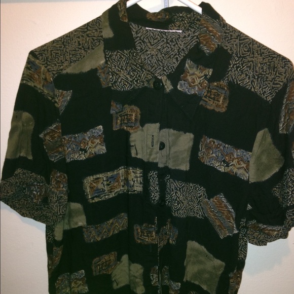 Black & spotted button down shirt