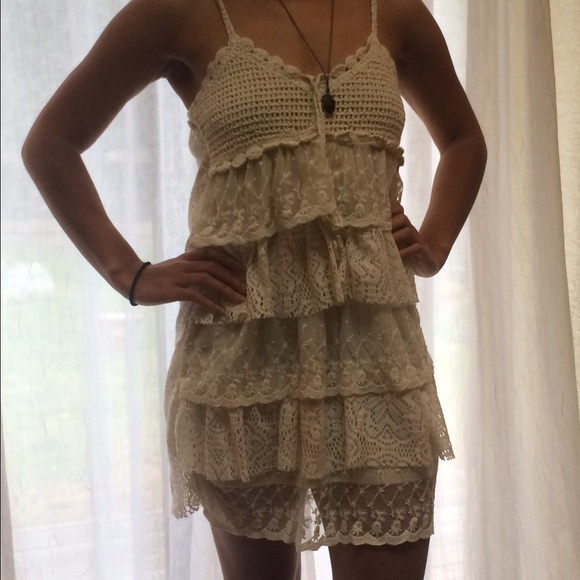 Short white/cream lace dress