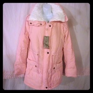 100% silk pink Winter coat