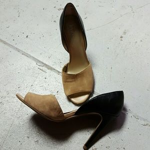 Levity two tone leather suede peep toe