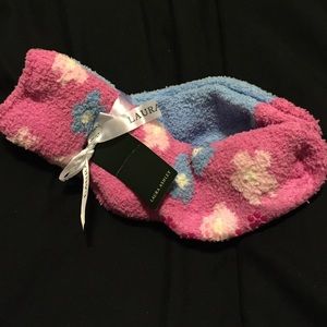 2 Pair Fuzzy Socks w/ Gel Non Stick Bottoms